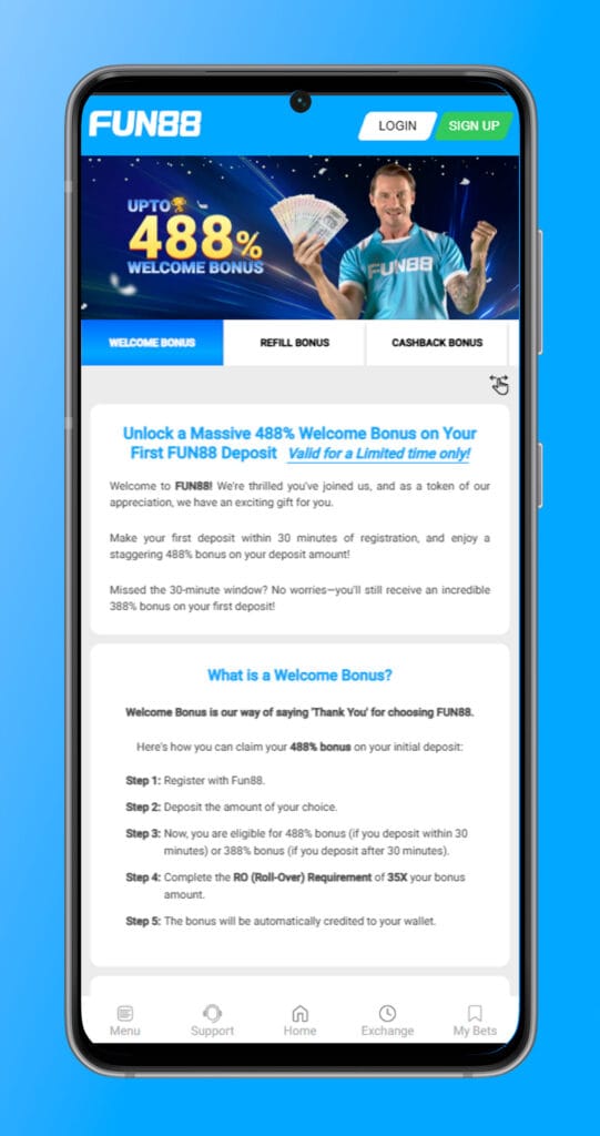 Welcome bonus fun88
